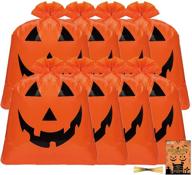 8 pack halloween leaf bags: pumpkin bags 24 x 30 in for fall leaves, outdoor garden decoration | orange jack o lantern, lawn trash bags with twist ties logo