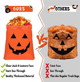 img 3 attached to 8 Pack Halloween Leaf Bags: Pumpkin Bags 24 x 30 in for Fall Leaves, Outdoor Garden Decoration | Orange Jack O Lantern, Lawn Trash Bags with Twist Ties