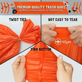 img 2 attached to 8 Pack Halloween Leaf Bags: Pumpkin Bags 24 x 30 in for Fall Leaves, Outdoor Garden Decoration | Orange Jack O Lantern, Lawn Trash Bags with Twist Ties