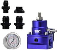 💥 high performance pqy fuel pressure regulator an8 feed & an6 return line + 0-160psi gauge set in striking blue logo