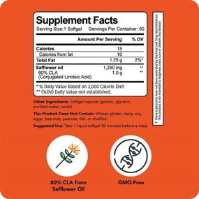 img 1 attached to 💪 Premium Quality CLA 1250mg Softgels (2 Pack) – Non-Stimulating Conjugated Linoleic Acid
