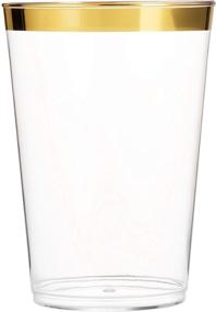 img 3 attached to 🥂 Pack of 100 Clear Plastic Tumblers with Gold Rim - 10 Oz. Disposable Cups for Weddings, Parties, and Events - Elegant and Fancy Gold Rimmed Cups