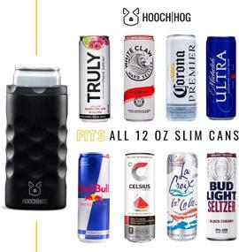 img 2 attached to 🍺 Hooch,Hog Slim Can Cooler Stainless Steel: The Perfect Insulated Beer Can Holder for Michelob Ultra, White Claw, Truly & Redbull (Black)