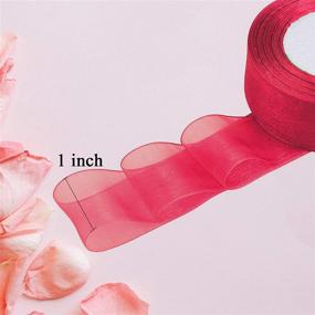 img 3 attached to 🎀 Chericus Ribbon - 1 Inch × 50 Yard Sheer Chiffon and Satin Ribbons for Gift Wrapping, Wedding, Christmas, Valentines, Bouquets, Crafts, Birthdays - 5 Rolls