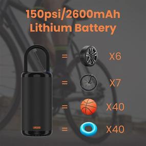 img 3 attached to 🔋 Переносной компрессор для накачивания шин Lukcase – 150 PSI беспроводной насос с цифровым манометром и светодиодным освещением, работает от аккумулятора емкостью 2600 мАч, подходит для автомобилей, мотоциклов и велосипедов