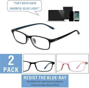 img 1 attached to 👓 Blue Light Blocking Glasses - 2 Pack Computer Glasses for Small Face Women/Men, TR-90 Gaming Eyewear to Prevent Eyestrain, Non Prescription