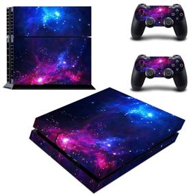 img 1 attached to 🎮 Protective PS4 Console Set: Purple Galaxy Vinyl Skin Decal Stickers by Decal Moments - Fits PS4 PlayStation 2 Controllers