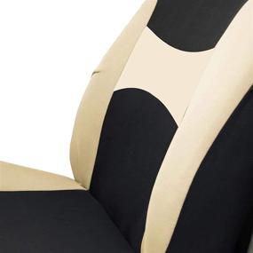 img 2 attached to FH Group Full Set Car Seat Covers - Breathable & Durable Cloth with Foam Padding, Airbag Compatible - Universal Fit for Cars, Trucks, and SUVs (Beige/Black) - Washable with Bonus Gift!