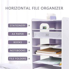 img 3 attached to 📁 SONGWAY 7 Tier Vertical File Organizer for Desk - Multifunctional White Desktop Organizer for Home, Office, School - Paper Holder, Document Organizer, File Holder, Decorations