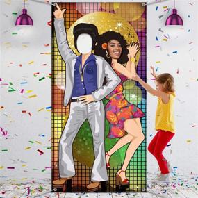 img 4 attached to 📸 Large 70's Dance Party Photo Door Banner Backdrop Props – Disco Theme Party Supplies and Decorations, Perfect Photo Backdrop for 70's Theme Parties with Ropes