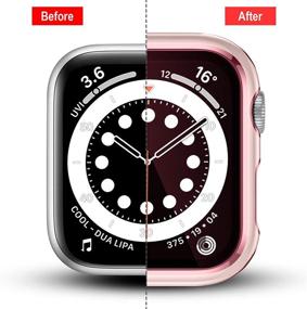 img 3 attached to 🌸 Чехол Charlam для Apple Watch 40 мм - Совместим с iWatch SE Series 6 5 4, защитное стекло, 2 шт. защитный чехл для мужчин и женщин, розовое золото с черным и розовым краем с розовым бампером