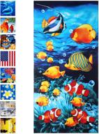 merryhome cotton beach towel for kids - cute baby beach towel | oversized 30”x60” printed towel | super absorbent & quick drying | perfect for swimming, beach & travel | featuring many fish logo