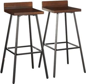 img 4 attached to 🪑 Set of 2 Dark Brown Acacia Wood Indoor Bar Stools by Christopher Knight Home - Modern, Contemporary Design with Iron Legs