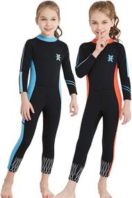 img 1 attached to 👙 JELEUON Little Kids UV Protection Swimsuits: Neoprene Wetsuit for Long-lasting Warmth and Comfort