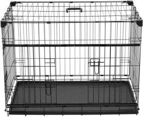 img 4 attached to 🐶 Lucky Dog 30” (S/M) Slyder Whisper Glide Sliding Door Dog Crate: Convenient 2nd Side Door, Patented Stabilizers, Removable Tray, Rubber Feet and Carrying Handle