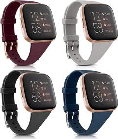 img 4 attached to 4-Pack Thin Silicone Bands for Fitbit Versa 2/Versa/Versa Lite/Versa SE - Soft Replacements for Women & Men (4 Pack A, Small)