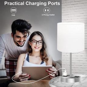 img 2 attached to 🛋️ Set of 2 Touch Table Lamps for Bedroom with USB Port and Power Outlet - Dimmable Bedside Nightstand Lamps, Enhanced Lighting for Living Room Nursery, Includes Daylight White Bulbs