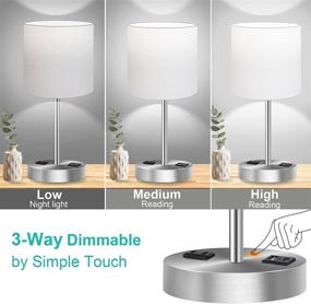 img 3 attached to 🛋️ Set of 2 Touch Table Lamps for Bedroom with USB Port and Power Outlet - Dimmable Bedside Nightstand Lamps, Enhanced Lighting for Living Room Nursery, Includes Daylight White Bulbs