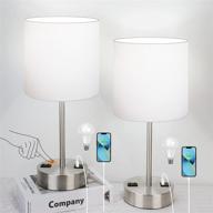 🛋️ set of 2 touch table lamps for bedroom with usb port and power outlet - dimmable bedside nightstand lamps, enhanced lighting for living room nursery, includes daylight white bulbs логотип