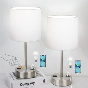 img 4 attached to 🛋️ Set of 2 Touch Table Lamps for Bedroom with USB Port and Power Outlet - Dimmable Bedside Nightstand Lamps, Enhanced Lighting for Living Room Nursery, Includes Daylight White Bulbs