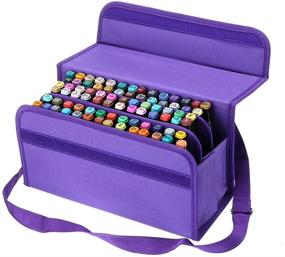 img 4 attached to 👝 BTSKY Handy 80 Slot Carrying Case for Lipstick Organizer, Marker Holder for Touch Spectrum Noir Paint S in Purple