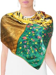 img 3 attached to 🧣 Dahlia Women's 100% Luxury Silk Scarf | Gustav Klimt's Iconic Painting Revealed