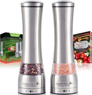 🧂 high-quality stainless steel salt and pepper grinder set - pepper mill and salt mill combo, spice grinder with adjustable coarseness, ceramic rotor, tall salt and pepper shaker, brushed stainless finish - free ebook included logo
