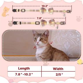 img 2 attached to Weewooday 4 Pieces Breakaway Cat Collar: Cute Plaid Patterns with Bow Tie and Bell - Kitty Safety Buckle Collars for Pet Kitten Cats Puppy