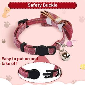 img 3 attached to Weewooday 4 Pieces Breakaway Cat Collar: Cute Plaid Patterns with Bow Tie and Bell - Kitty Safety Buckle Collars for Pet Kitten Cats Puppy