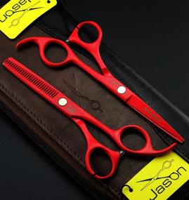 img 1 attached to 🏻 Premium 5.5" Hair Cutting Scissors & Salon Blending Thinning Shears with Leather Bag for Barbershop Excellence