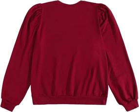 img 3 attached to Stylish Solid Sweatshirt: ROMWE Women's Casual Puff Long Sleeve Crewneck Pullover