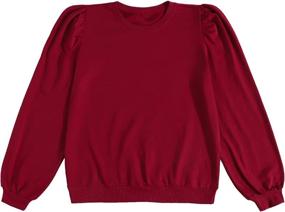 img 4 attached to Stylish Solid Sweatshirt: ROMWE Women's Casual Puff Long Sleeve Crewneck Pullover