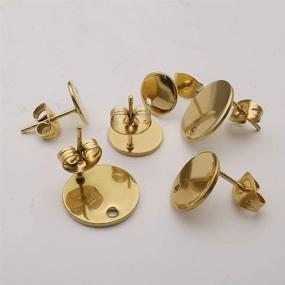 img 1 attached to 💍 30 Pcs/15 Pairs Gold Stainless Steel Round Earring Studs with Loop - Perfect for DIY Jewelry Making (M543)