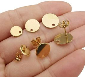 img 2 attached to 💍 30 Pcs/15 Pairs Gold Stainless Steel Round Earring Studs with Loop - Perfect for DIY Jewelry Making (M543)