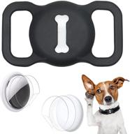 black wustentre protective case for apple airtags - compatible with dog cat collar, pet loop holder - airtag accessories with screen protectors - air tag silicone cover for pet collar logo