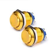 apiele (pack of 2) 19mm momentary push button switch 5a aluminium alloy shell 12v 24v 36 dc 110v 250v ac 5a 1no spst screw terminal (yellow) logo