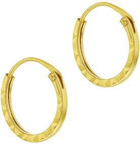 img 3 attached to 🎁 Classic 14k Yellow Gold Small Endless Thin Hoop Round Earrings for Girls & Teens - Perfect Gift for Birthdays, Holidays, or Any Special Occasion