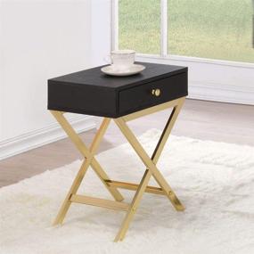 img 1 attached to Stylish ACME Furniture Acme 82296 Coleen Side Table in Black & Brass - Enhancing Your Décor