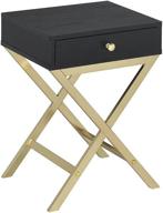 stylish acme furniture acme 82296 coleen side table in black & brass - enhancing your décor logo