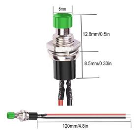 img 2 attached to DaFuRui Momentary Push Button Switch，10Pack Black 1A 250V AC 2 Pins SPST Normal Open Mini Push Button Momentary Switch With Pre-Soldered Wires（Green）