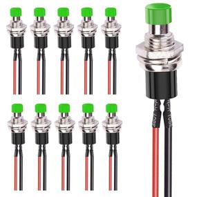 img 4 attached to DaFuRui Momentary Push Button Switch，10Pack Black 1A 250V AC 2 Pins SPST Normal Open Mini Push Button Momentary Switch With Pre-Soldered Wires（Green）