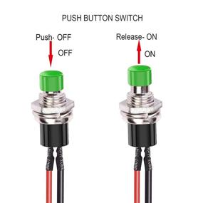 img 3 attached to DaFuRui Momentary Push Button Switch，10Pack Black 1A 250V AC 2 Pins SPST Normal Open Mini Push Button Momentary Switch With Pre-Soldered Wires（Green）