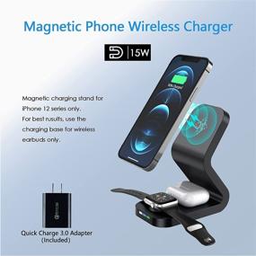 img 2 attached to 🔌 HLOVEB Magnetic Wireless Charger with MagSafe for Apple iPhone 12 Series, iWatch SE/6/5/4/3/2, AirPods 2/Pro – 3 in 1 Charging Station (Includes 18W Adapter) - Fast Wireless Charging Compatible