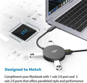 img 3 attached to 💻 USB разветвитель Type C к USB A с 4 портами - 1 USB 3.0 и 3 USB 2.0 - для MacBook, iMac, Surface Pro, ПК, флеш-накопителей и многого другого