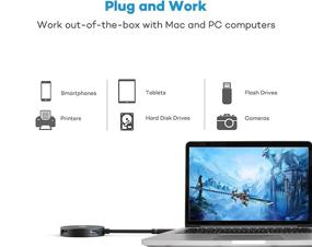 img 1 attached to 💻 USB разветвитель Type C к USB A с 4 портами - 1 USB 3.0 и 3 USB 2.0 - для MacBook, iMac, Surface Pro, ПК, флеш-накопителей и многого другого