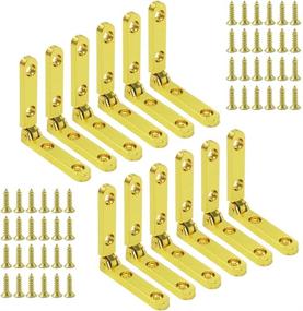 img 3 attached to 🔒 Alamic Mini Hinges for Wood Box Jewelry Box 90 Degree Golden Box Hinge - 12 Pack with Screws