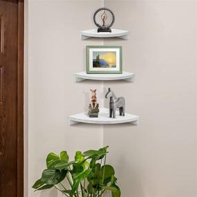 img 1 attached to 📚 Sollasi Rustic White Floating Corner Shelves Set of 3, Farmhouse Wood Wall Shelves - Ideal for Kitchen, Bedroom, Living Room, Bathroom - Hanging Wall Corner Shelf