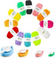 🧶 faxco 4 size pompom maker fluff ball waver: knitting craft project with 12 colours skeins acrylic yarn for diy wool yarn crafts logo