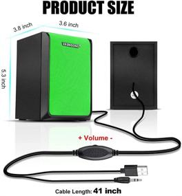 img 2 attached to Enhanced Stereo Bass Multimedia Speakers for PC Laptops Desktop - Vaensong VS12, USB Powered with 3.5mm Cable (Green)