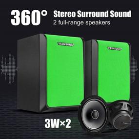 img 3 attached to Enhanced Stereo Bass Multimedia Speakers for PC Laptops Desktop - Vaensong VS12, USB Powered with 3.5mm Cable (Green)